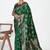 Emerald green banarasi art silk saree with intricate zari work