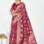 Rose pink banarasi art silk saree with antique zari border