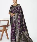 Wine banarasi art silk saree with heavy traditional zari