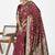 Wine red banarasi art silk saree with antique golden zari work