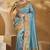 blue ziraf silk blend jari, thread, cut-dana with moti heavy work saree with blouse