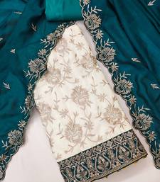 women teal vichitra silk salwar suit dress material