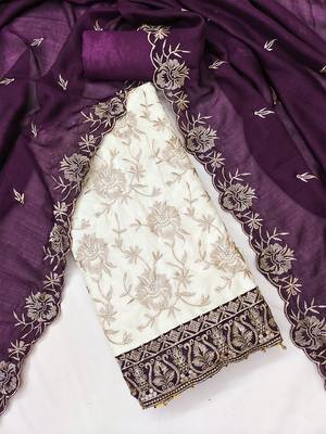 women purple vichitra silk salwar suit dress material 1
