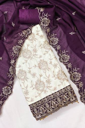 women purple vichitra silk salwar suit dress material