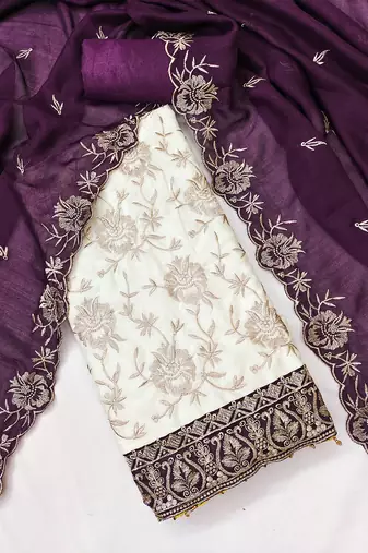 women purple vichitra silk salwar suit dress material