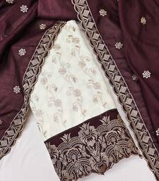 women brown vichitra silk salwar suit dress material