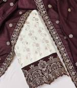 women brown vichitra silk salwar suit dress material