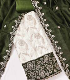 women olive green vichitra silk salwar suit dress material