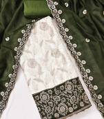women olive green vichitra silk salwar suit dress material