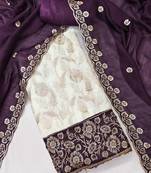 women purple vichitra silk salwar suit dress material