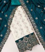 women teal vichitra silk salwar suit dress material
