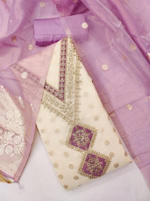 women lavender salwar suit dress material 1