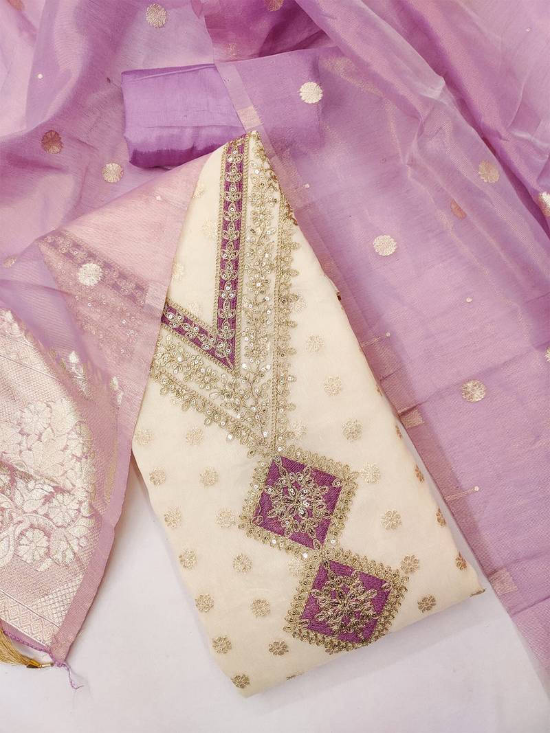 women lavender salwar suit dress material