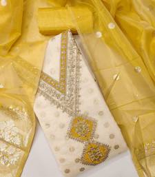 women yellow salwar suit dress material | unstitched