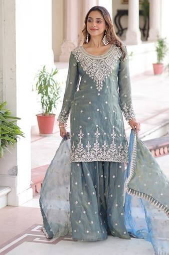 Fendy designer readymade top-sharara-dupatta collections