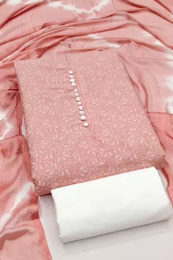 dusty rose cotton printed salwar suit dress material for women