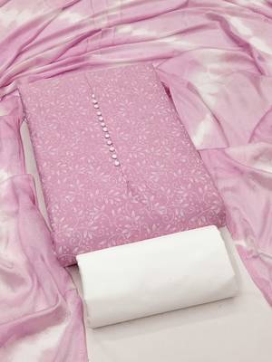 pink cotton printed salwar suit dress material for women | unstitched ethnic wear 1