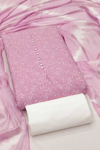 pink cotton printed salwar suit dress material for women | unstitched ethnic wear