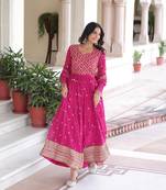 Faux georgette with rich sequins & zari embroidered work