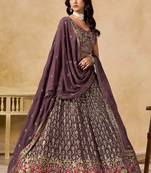 Light Purple Georgette Sequins work and Thread Embroidery work indian latest design bridal lehenga choli
