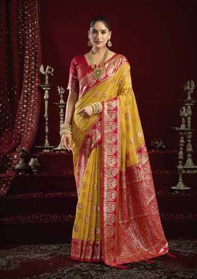 Elegant modal banarasi jari saree for women | rich zhallar border | festive & wear 1