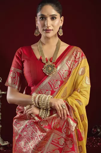 Elegant modal banarasi jari saree for women | rich zhallar border | festive & wear