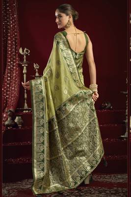  modal banarasi saree | fancy jari weaving & zhallar | saree with blouse piece 2