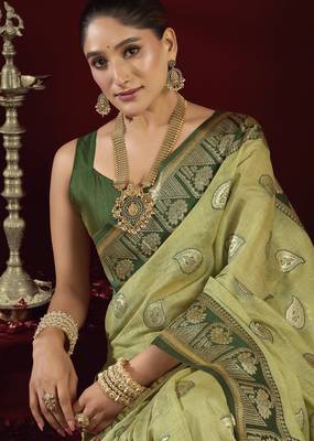  modal banarasi saree | fancy jari weaving & zhallar | saree with blouse piece 3