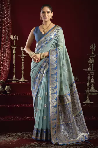 Designer modal banarasi saree | fancy jari weaving & zhallar | saree with blouse piece