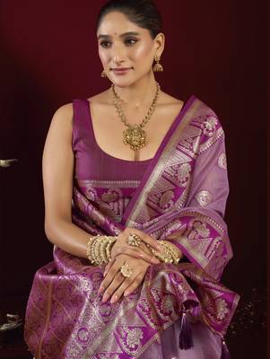 Fancy modal banarasi jari saree with zhallar | premium traditional saree with blouse | 6.30 mtr 2