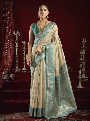 Elegant modal banarasi jari saree for women | rich zhallar border | festive & wear 1