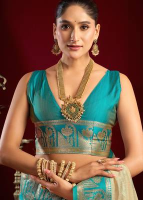 Elegant modal banarasi jari saree for women | rich zhallar border | festive & wear 3