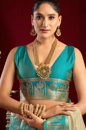 Elegant modal banarasi jari saree for women | rich zhallar border | festive & wear