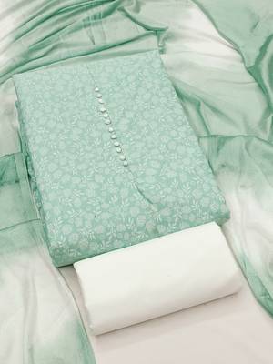 mint green cotton printed salwar suit dress material for women 1