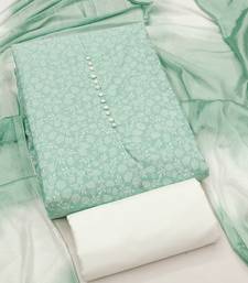 mint green cotton printed salwar suit dress material for women