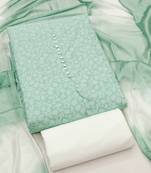 mint green cotton printed salwar suit dress material for women