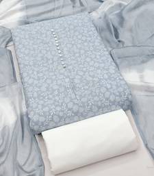 pastel blue cotton printed salwar suit dress material for women