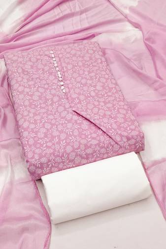 pink cotton printed salwar suit dress material for women | unstitched ethnic wear