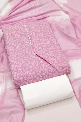 pink cotton printed salwar suit dress material for women | unstitched ethnic wear