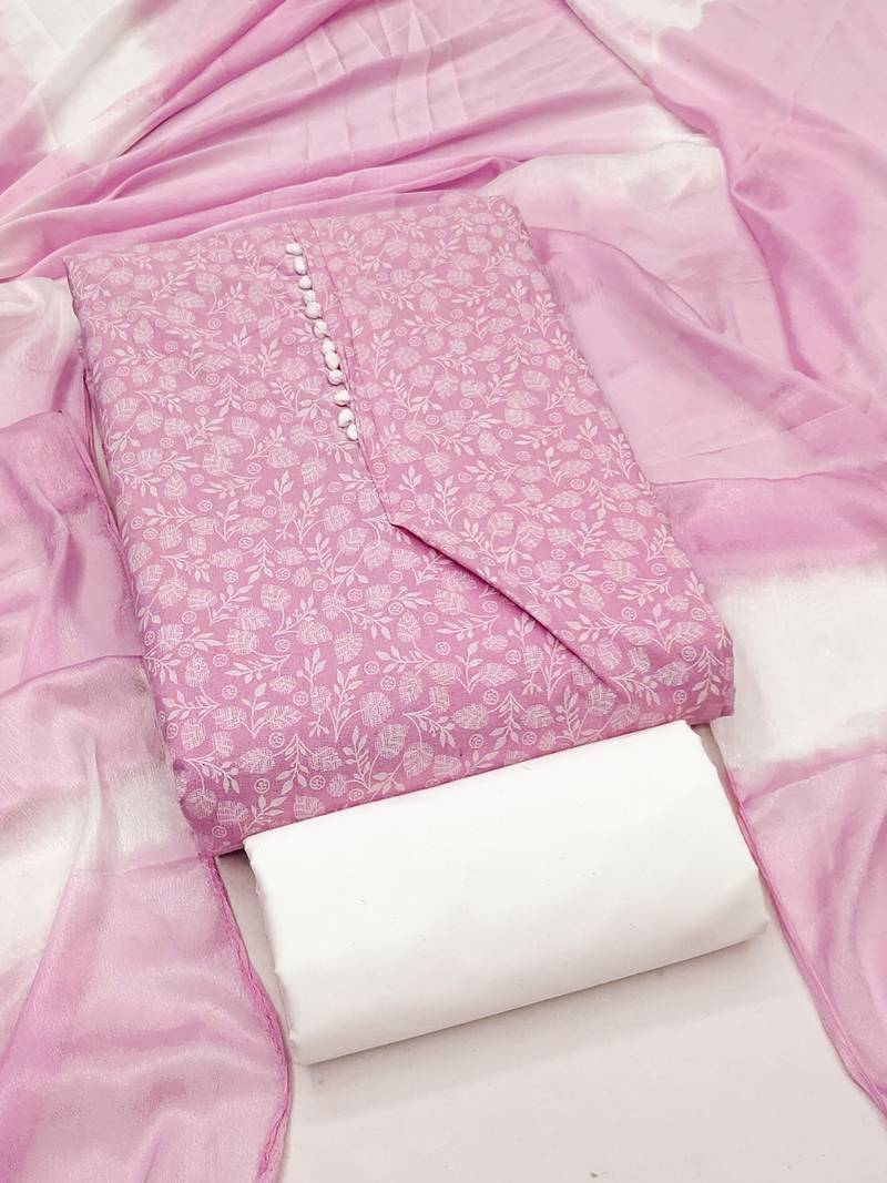 pink cotton printed salwar suit dress material for women | unstitched ethnic wear