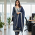 navy blue cotton jacquard salwar suit dress material with ethnic motifs