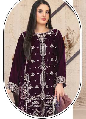 Purple velvet suit with embroidery sequin  2