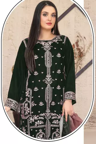 Green velvet suit with embroidery sequin 