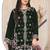 Green velvet semi stitched suit with embroidery sequence work
