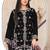 Black velvet semi stitched suit with embroidery sequence work