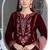 Maroon velvet semi stitched suit with embroidery sequence work
