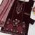 Maroon velvet semi stitched suit with embroidery sequence work