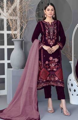 Purple velvet suit with embroidery sequin  1