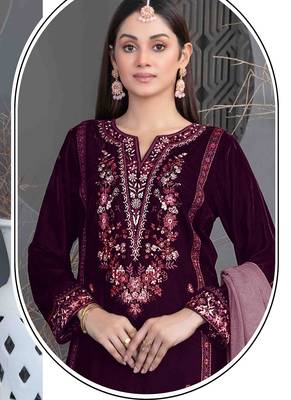 Purple velvet suit with embroidery sequin  2