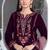 Purple velvet semi stitched suit with embroidery sequence work